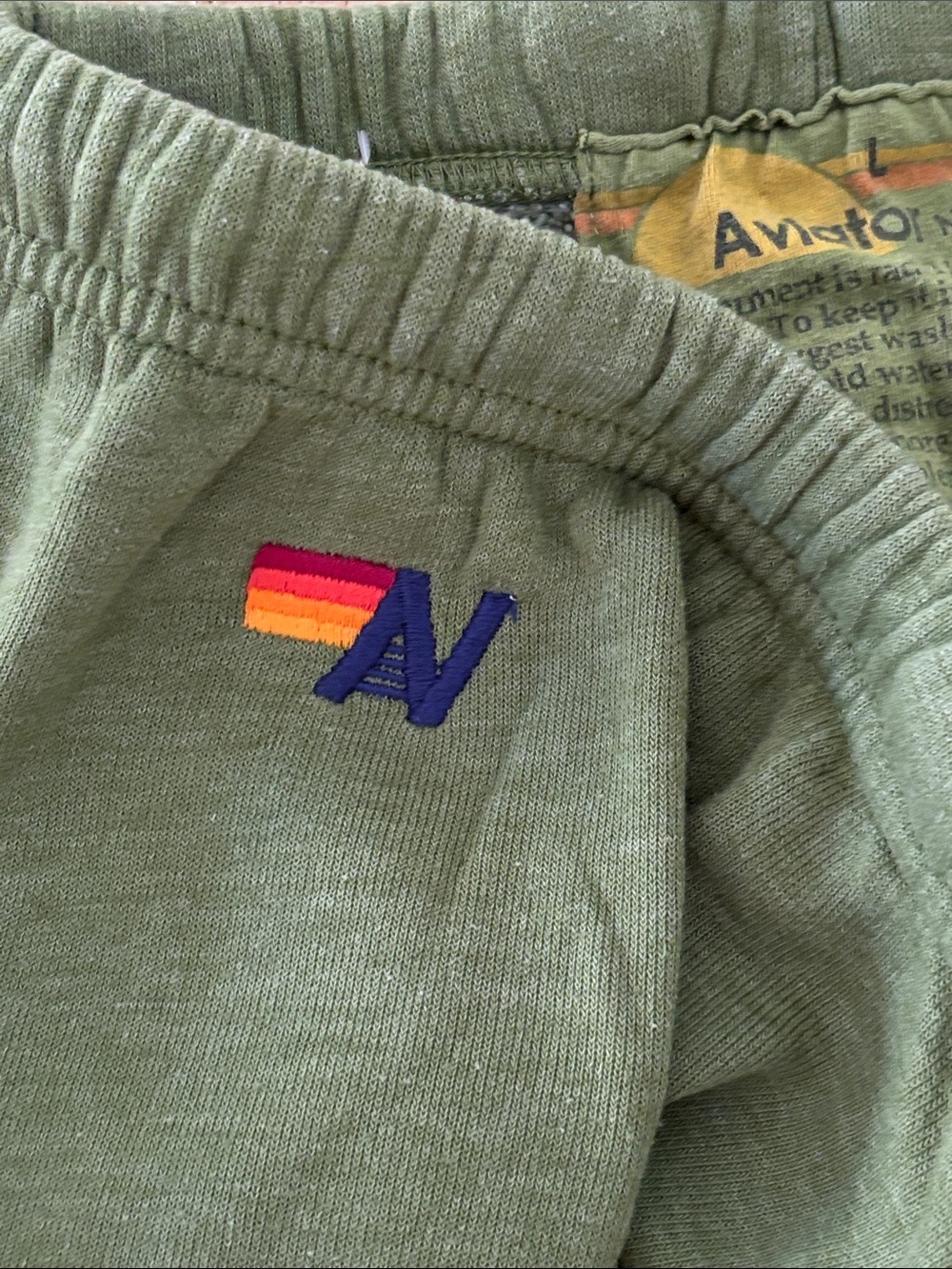 Aviator Nation Olive Green Sweatpants with Black lightening bolt Detail - Picture 3 of 6